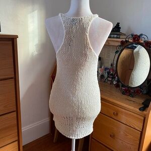 White Extra Long Loose Crochet Tank Top